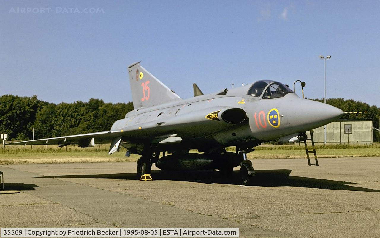 35569, Saab J-35J Draken C/N 35-569, flightline at Ängelholm