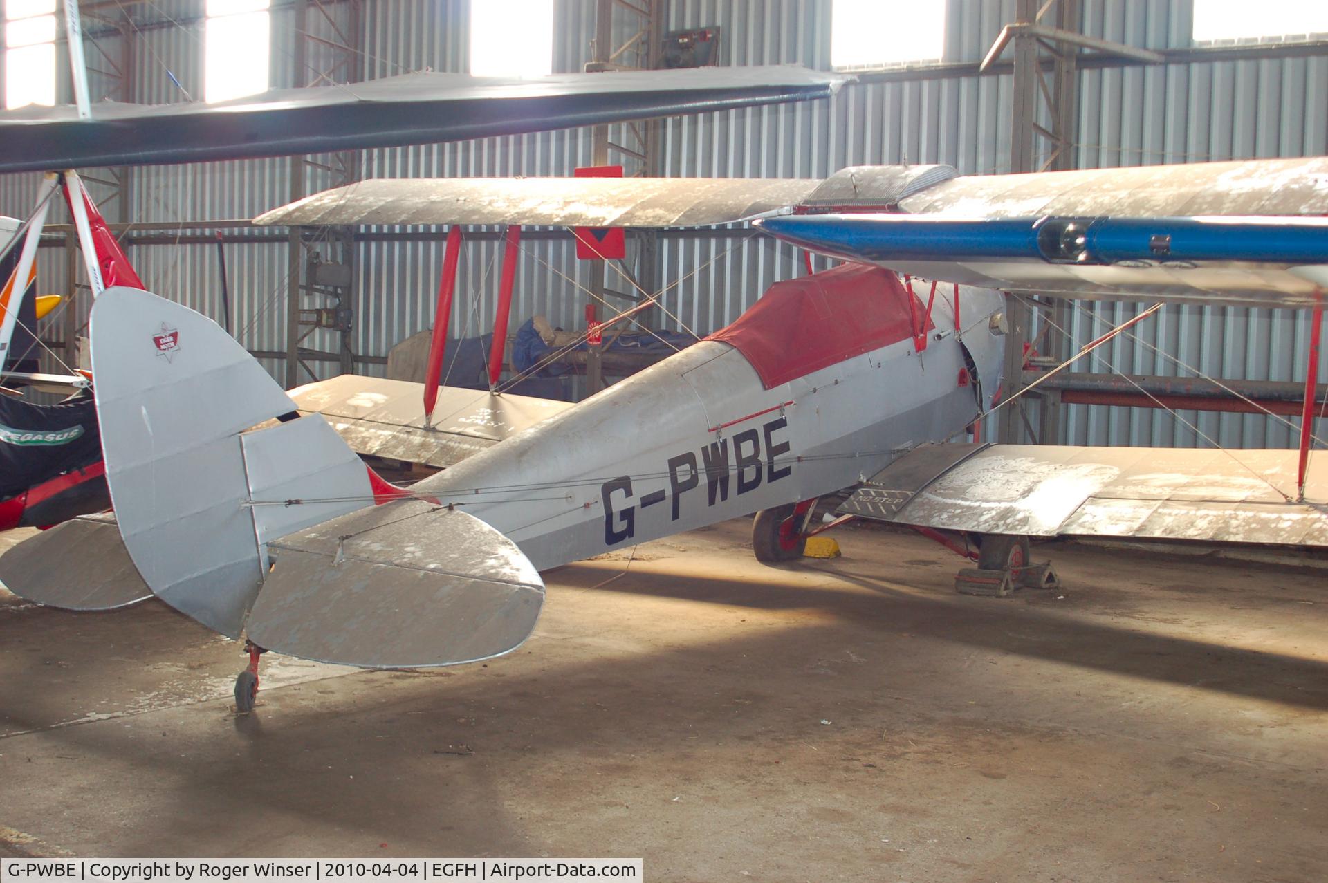 G-PWBE, 1959 De Havilland DH-82A Replica Tiger Moth II C/N LES 1, Replica Tiger Moth in need of care and attention. Returned to flying condition and based at Wreningham-Fir Grove, Norfolk by September 2011.