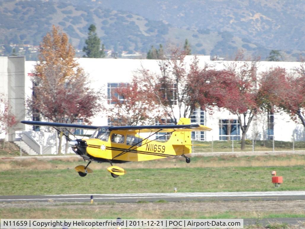 N11659, 1972 Bellanca 7KCAB Citabria C/N 304-72, Preparing to touch down on runway 26L