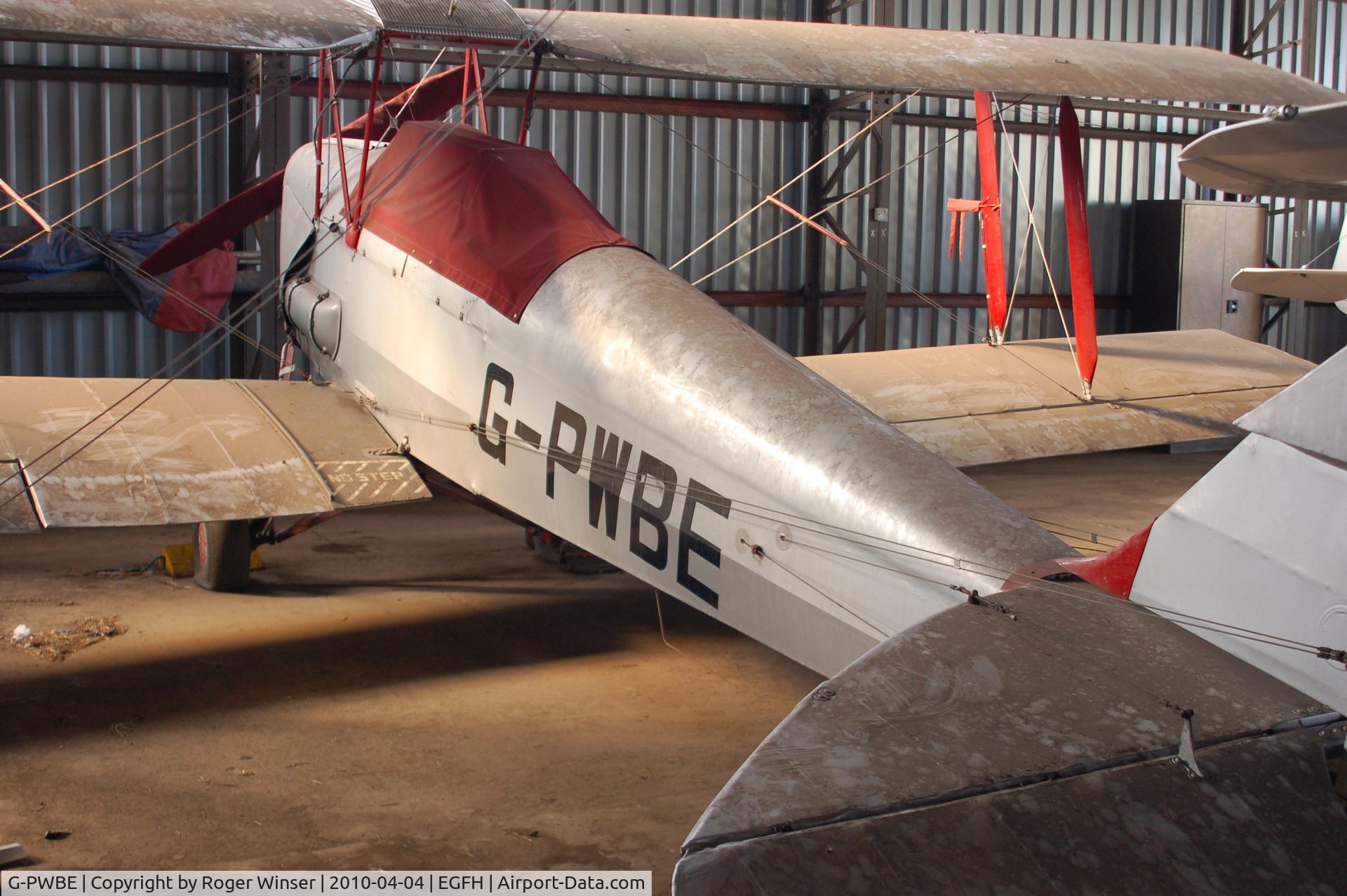 G-PWBE, 1959 De Havilland DH-82A Replica Tiger Moth II C/N LES 1, Replica Tiger Moth in need of care and attention. Returned to flying condition and based at Wreningham-Fir Grove, Norfolk by September 2011.