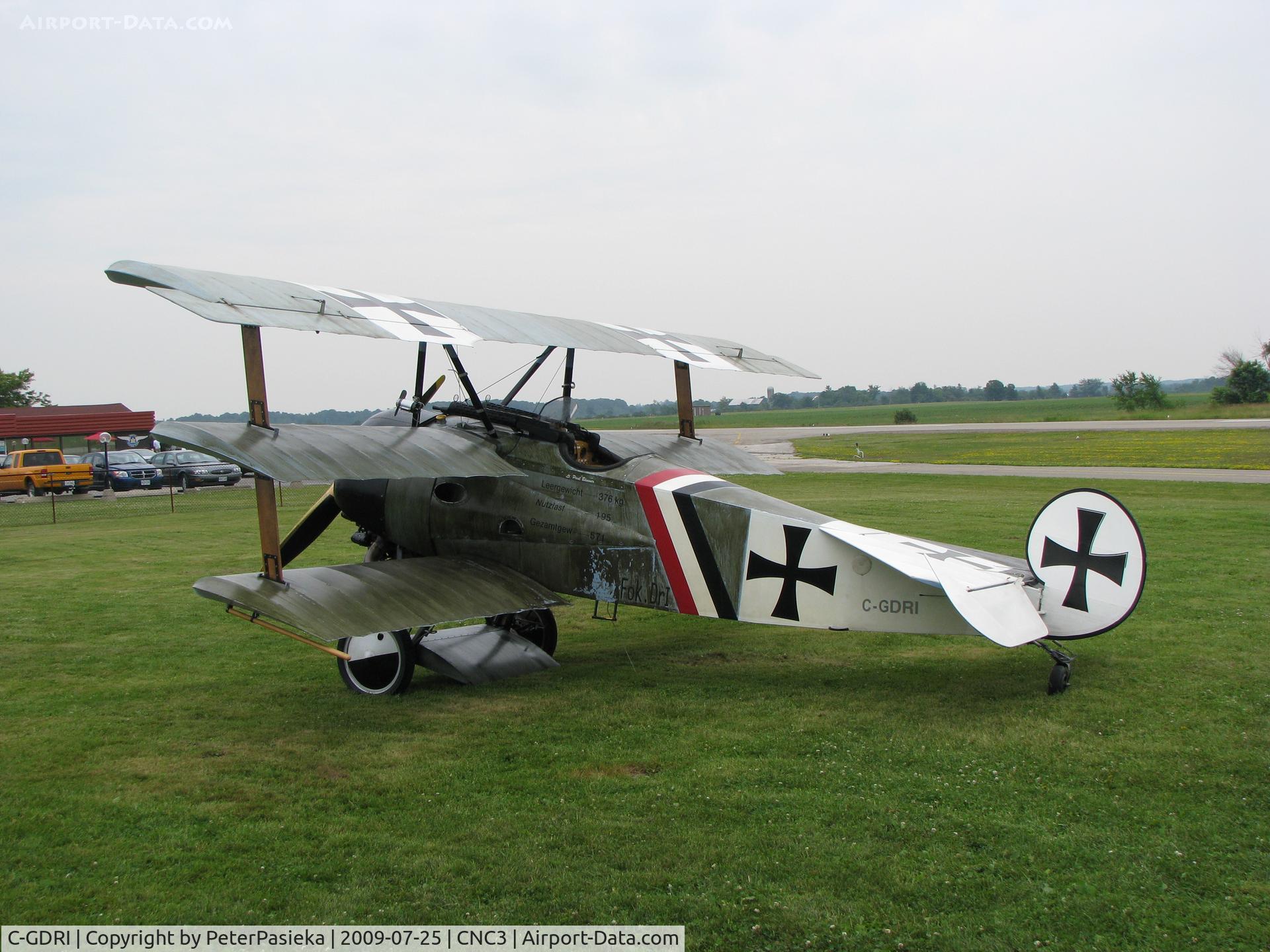 C-GDRI, 1995 Fokker Dr.1 Triplane Replica C/N AM-1, The Great War Flying Museum is located at the Brampton Airport