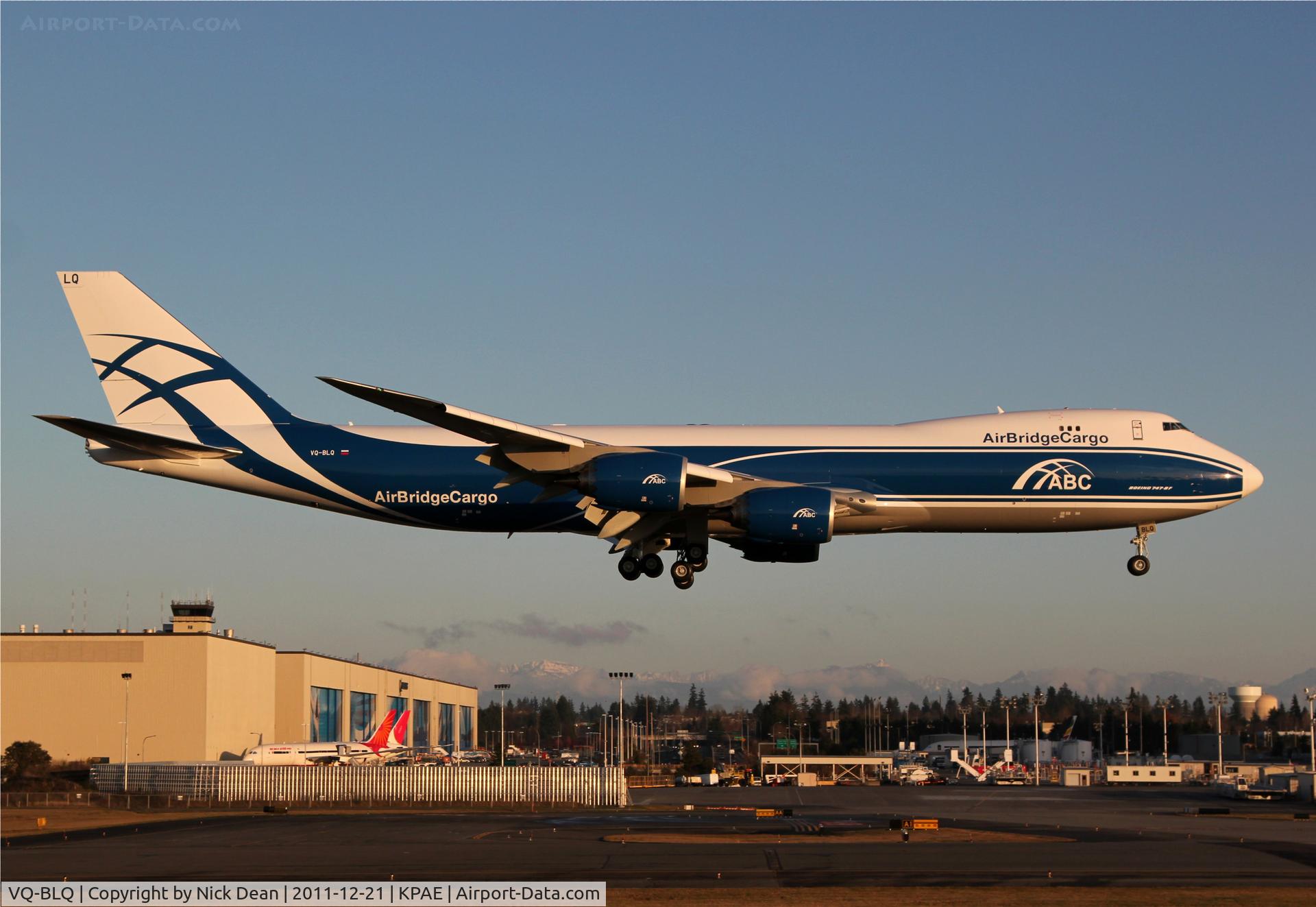 VQ-BLQ, 2011 Boeing 747-8HVF/SCD C/N 37581, KPAE/PAE Boeing 602 returns to KPAE after first flight over to KMWH and back.