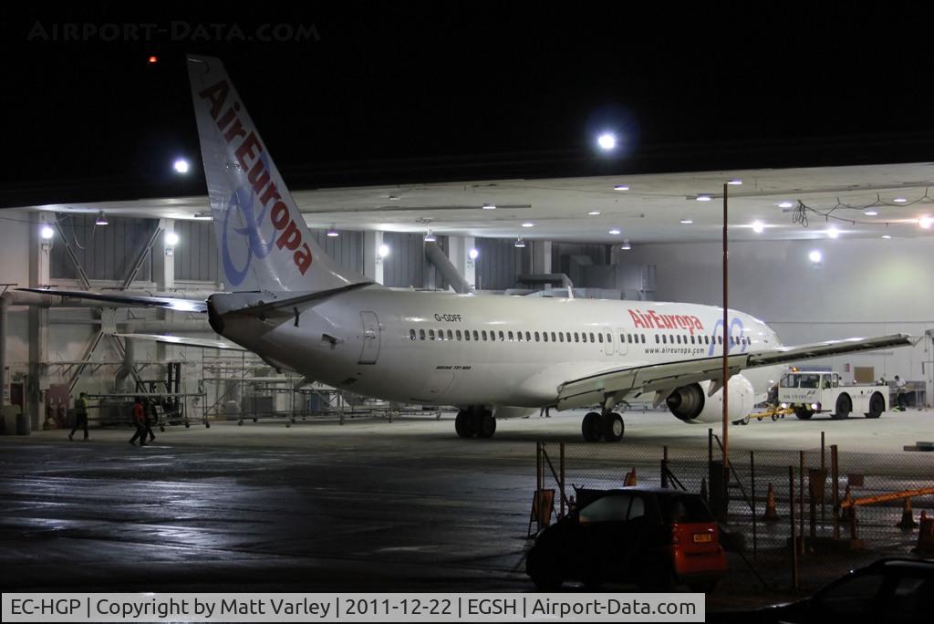EC-HGP, 1999 Boeing 737-85P C/N 28385, G-GDFF Sat in Air Livery hangar 2 ready for spray