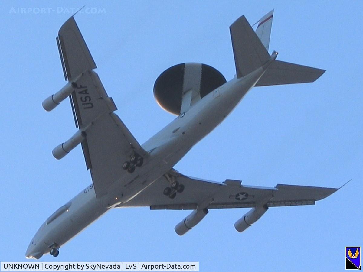 UNKNOWN, Miscellaneous Various C/N unknown, E-3B Sentry (AWAC) Approaching Nellis about 5 miles out. Canon G5 Powershot, handheld @ 4x