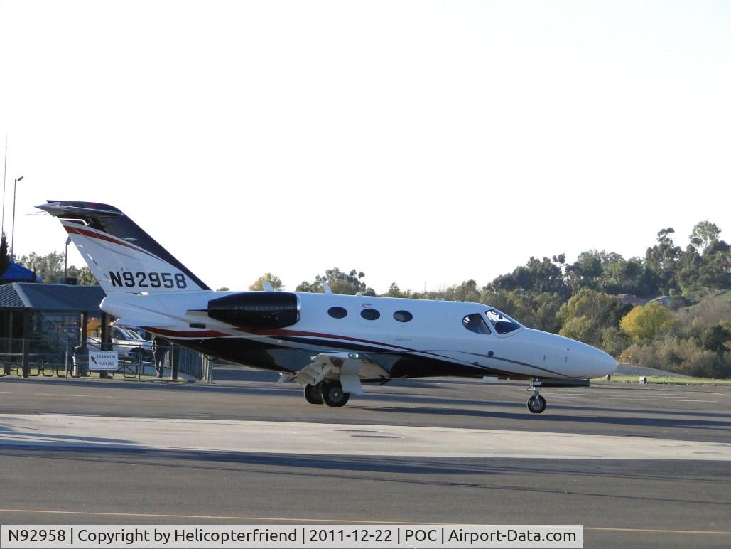 N92958, 2011 Cessna 510 Citation Mustang Citation Mustang C/N 510-0383, Taxiing from transient parking heading to taxiway Sierra