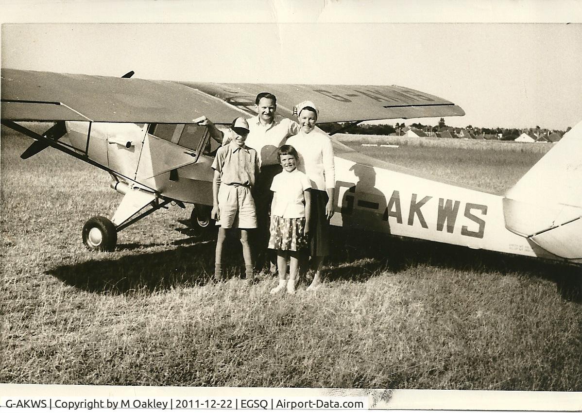 G-AKWS, 1944 Taylorcraft G Auster 4 C/N 1237, Photo from my family collection, possibly late 1950's taken at Clacton, Essex.
