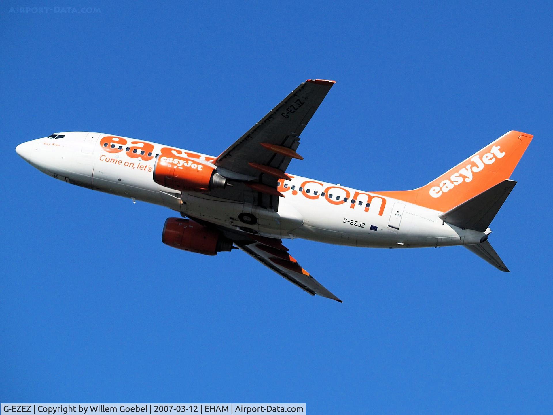 G-EZEZ, 2004 Airbus A319-111 C/N 2360, Take off from Amsterdam Airport on runway 24