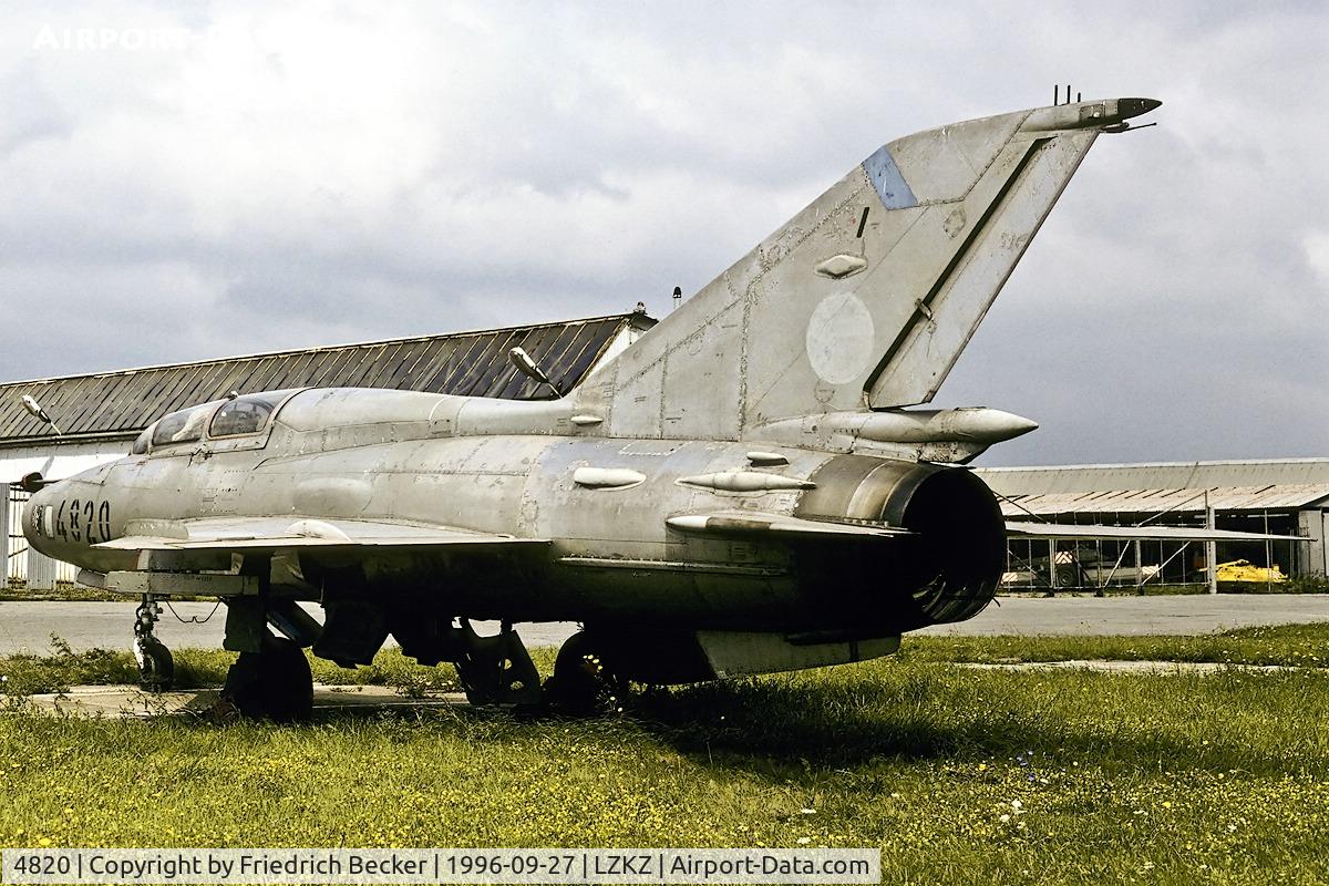 4820, Mikoyan-Gurevich MiG-21U C/N Y1001, parked at Kosize, Slovakia