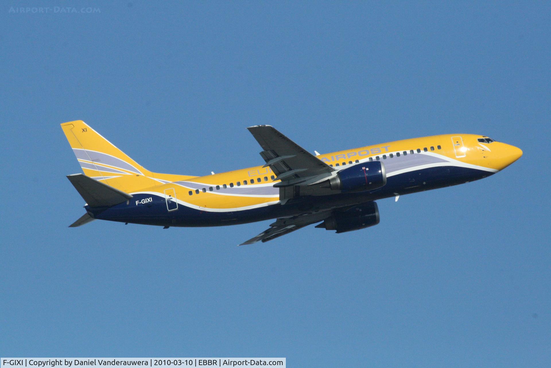 F-GIXI, 1987 Boeing 737-348F C/N 23809, Flight SN3631 is climbing from RWY 07R