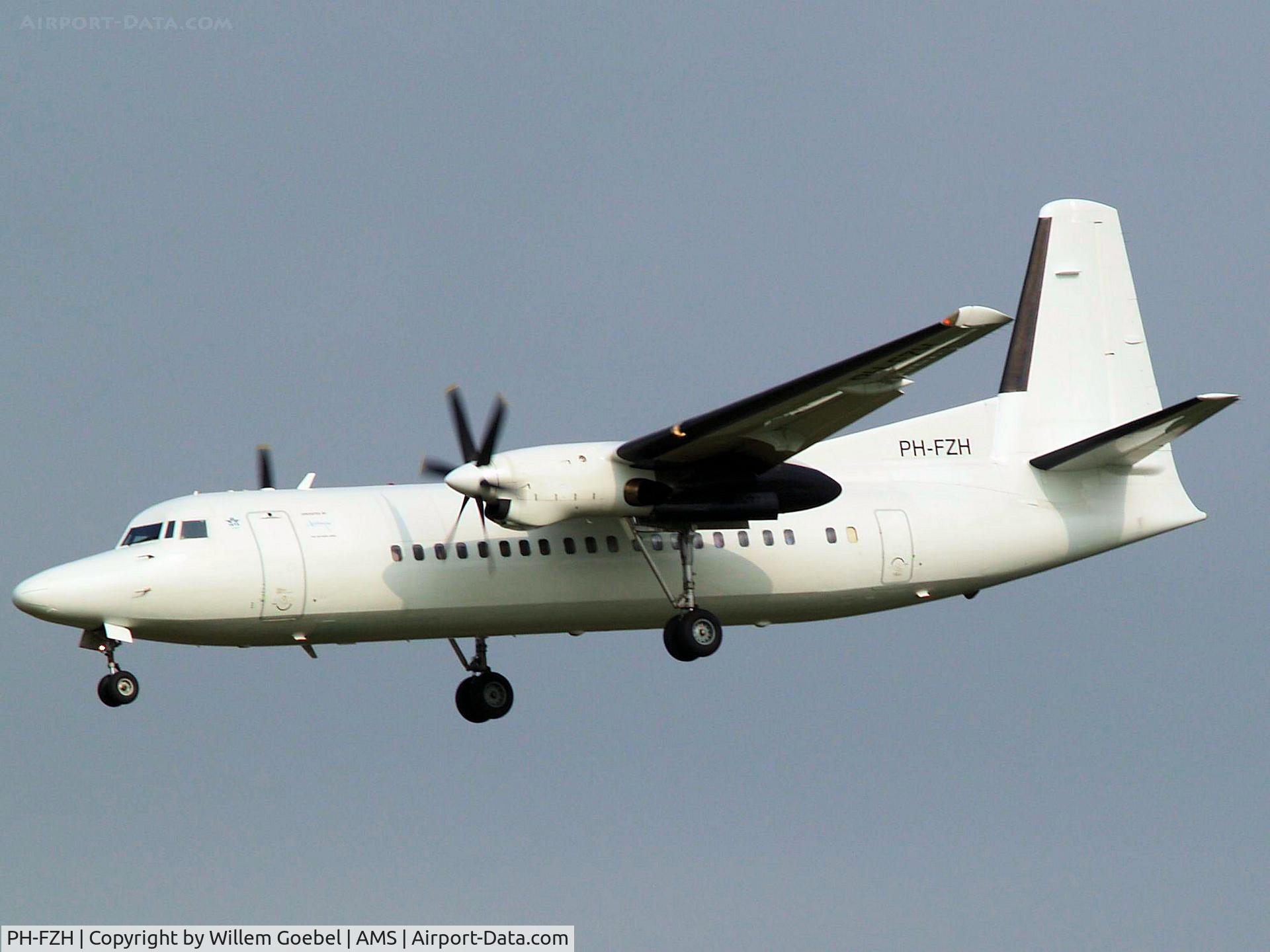 PH-FZH, 1991 Fokker 50 C/N 20210, Landing on runway C18 of Amsterdam Airport.