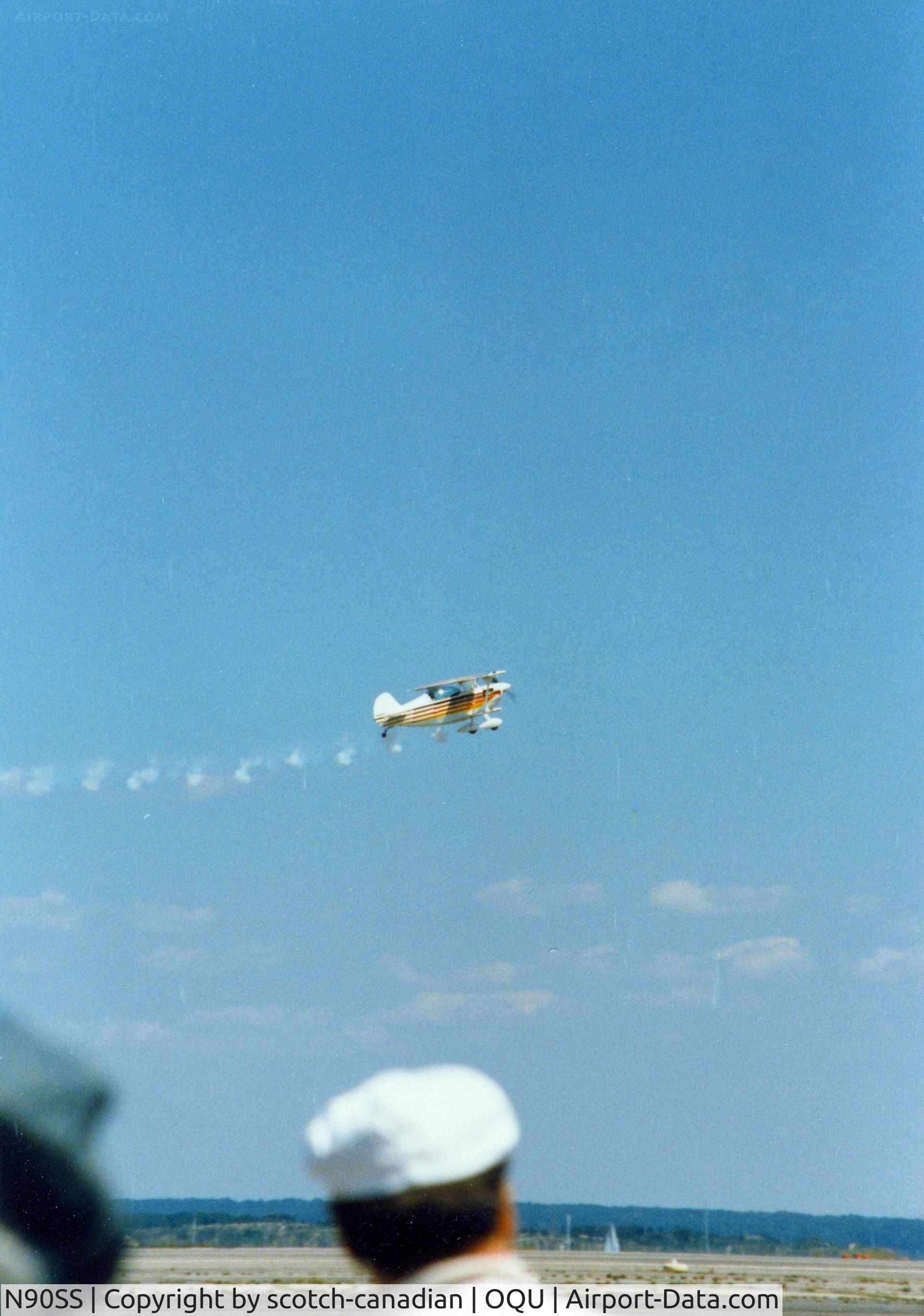 N90SS, 1982 Christen Eagle II C/N SKUPIEN-0001, 1982 Christen Eagle II N90SS at Quonset State Airport, North Kingstown, RI - circa 1980's