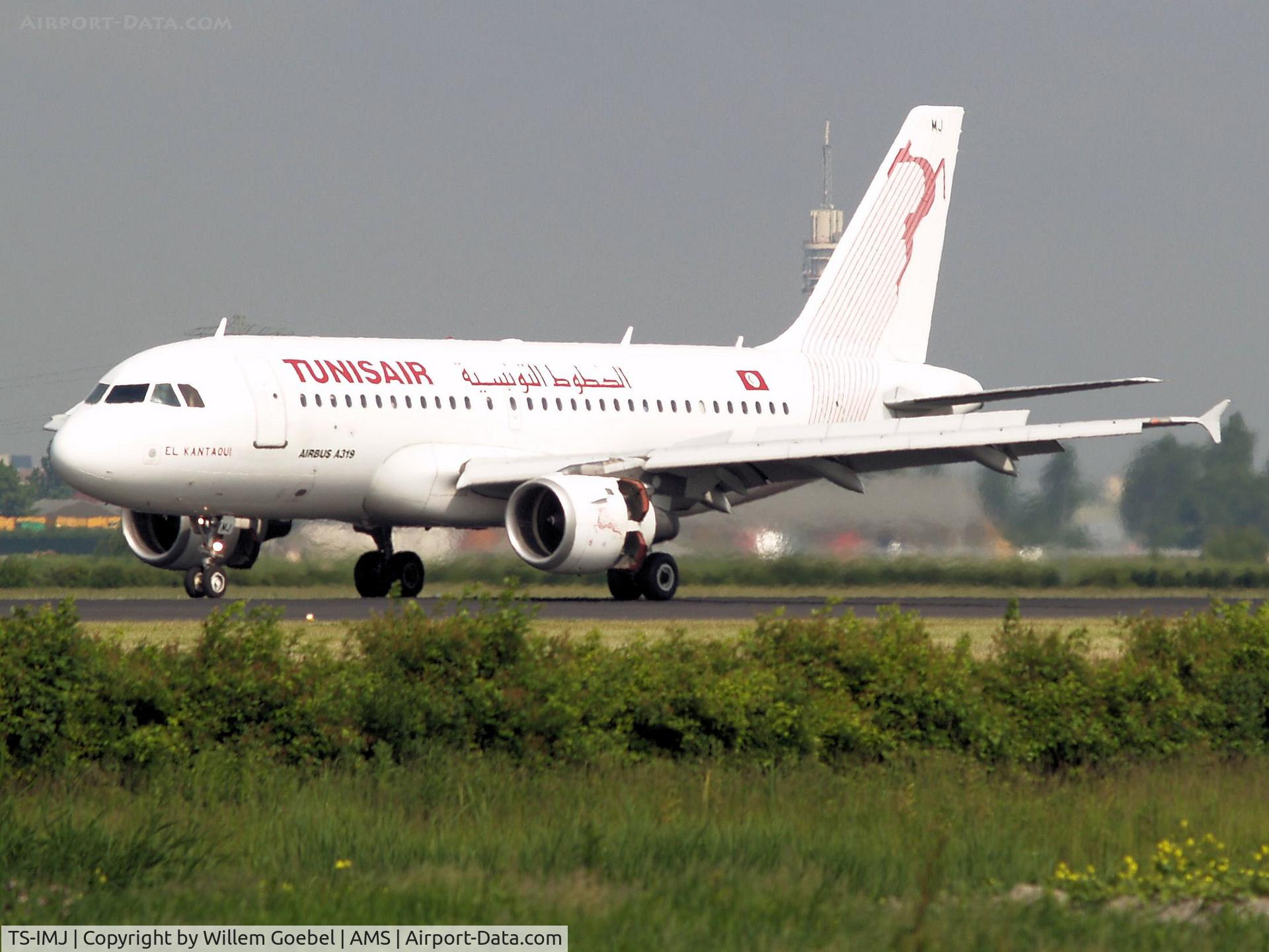 TS-IMJ, 1998 Airbus A319-114 C/N 869, Landing on runway R18 of Amsterdam Airport