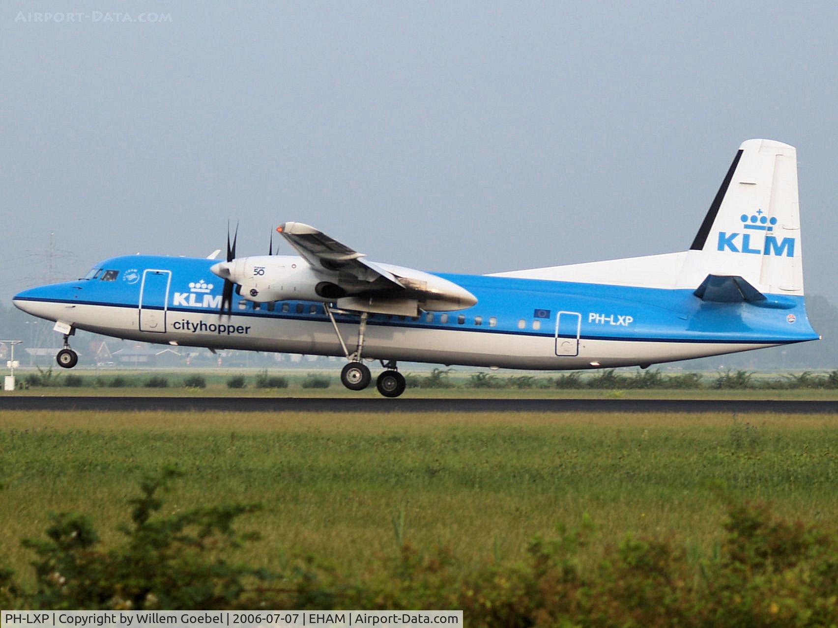 PH-LXP, 1993 Fokker 50 C/N 20276, Landing on runway R18 of Amsterdam Airport
