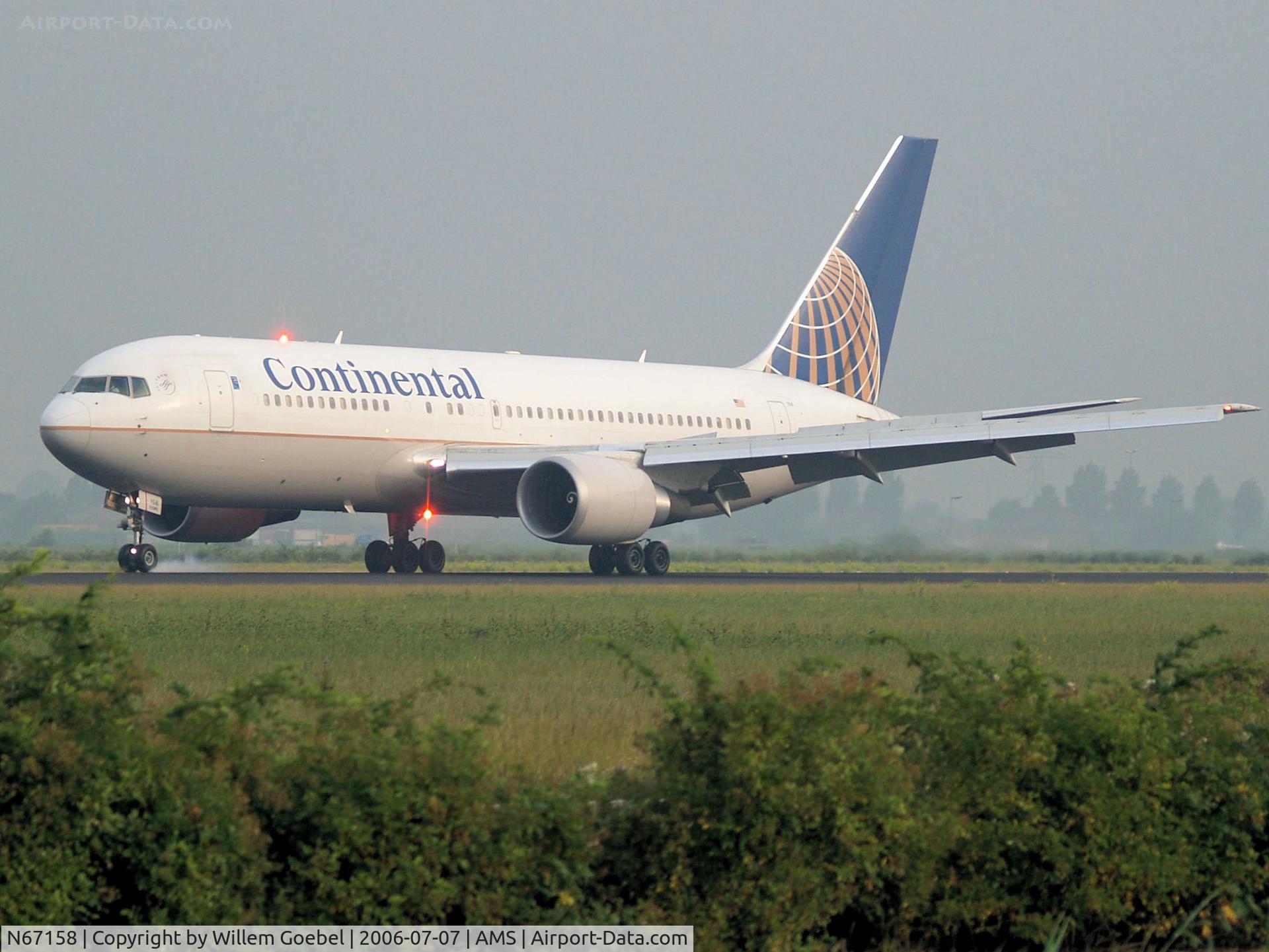 N67158, 2001 Boeing 767-224 C/N 30437, Landing on runway R18 of Amsterdam Airport