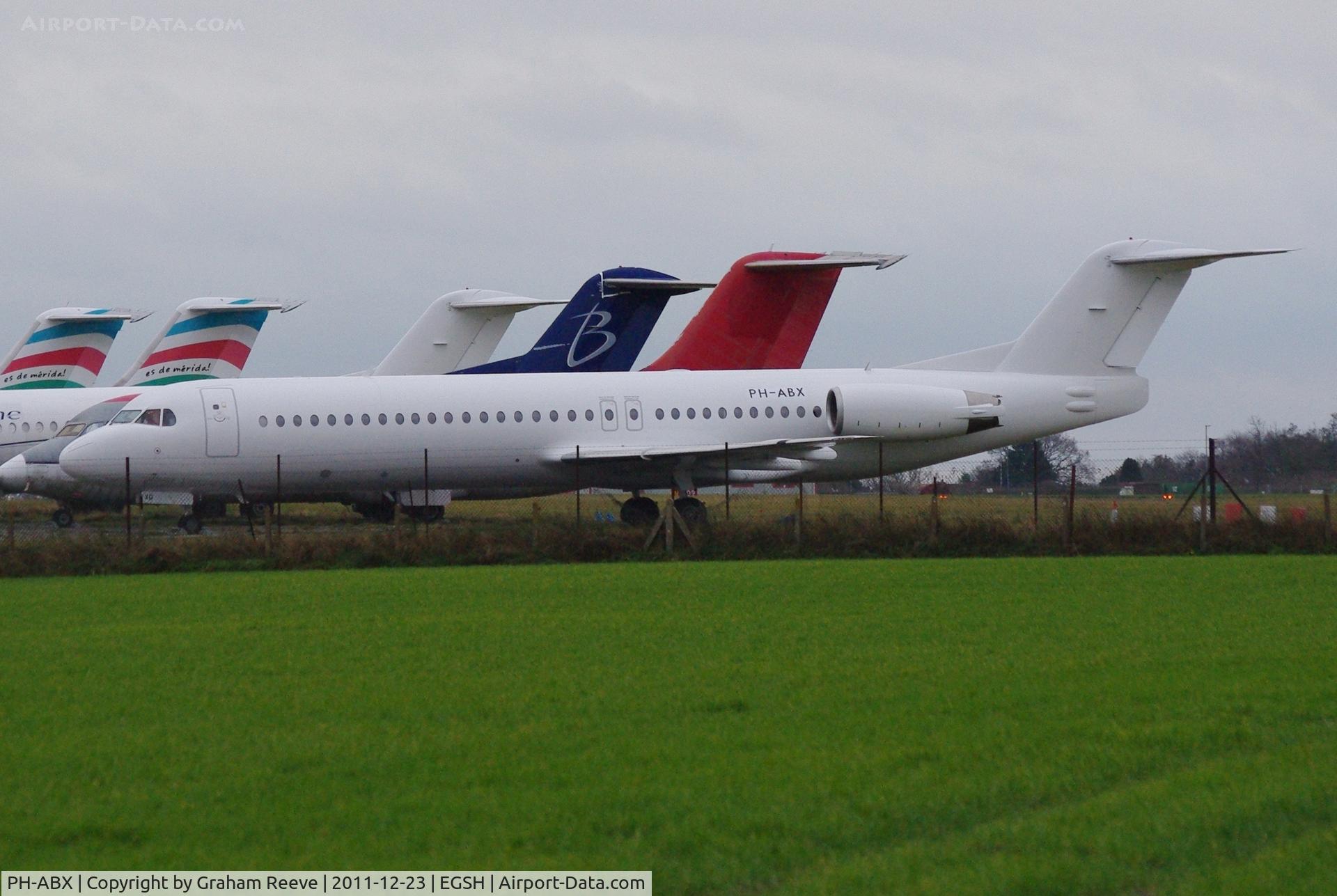 PH-ABX, 1995 Fokker 100 (F-28-0100) C/N 11494, In storeage at Norwich.