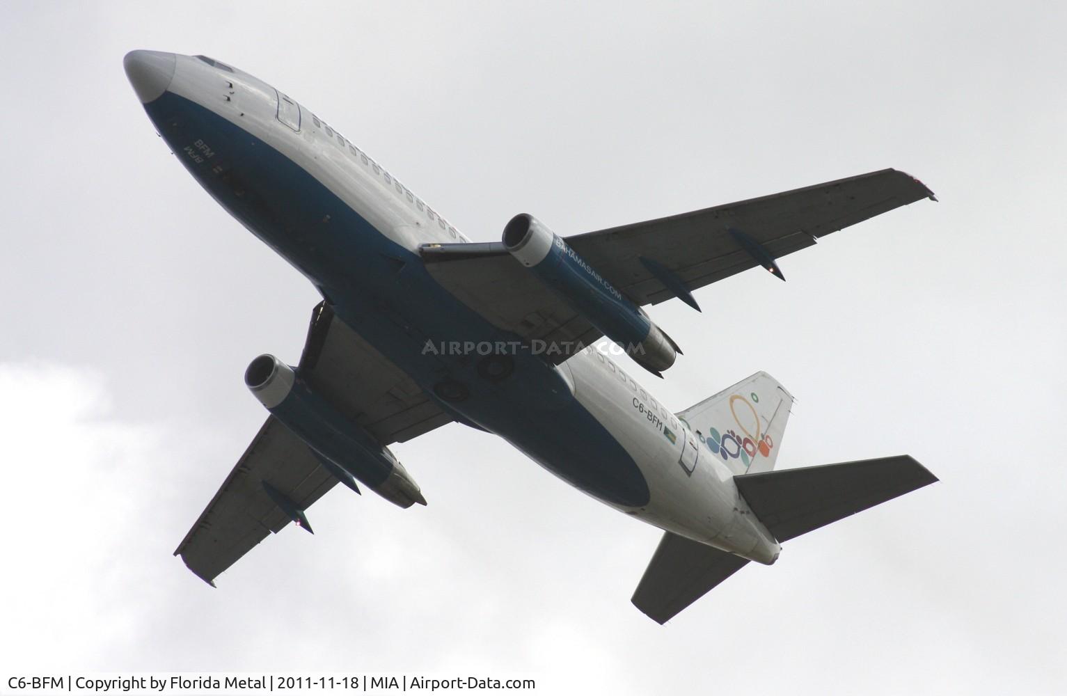 C6-BFM, 1981 Boeing 737-2K5 C/N 22596, Bahamas Air 737 taking off Runway 27- taken from El Dorado Furniture