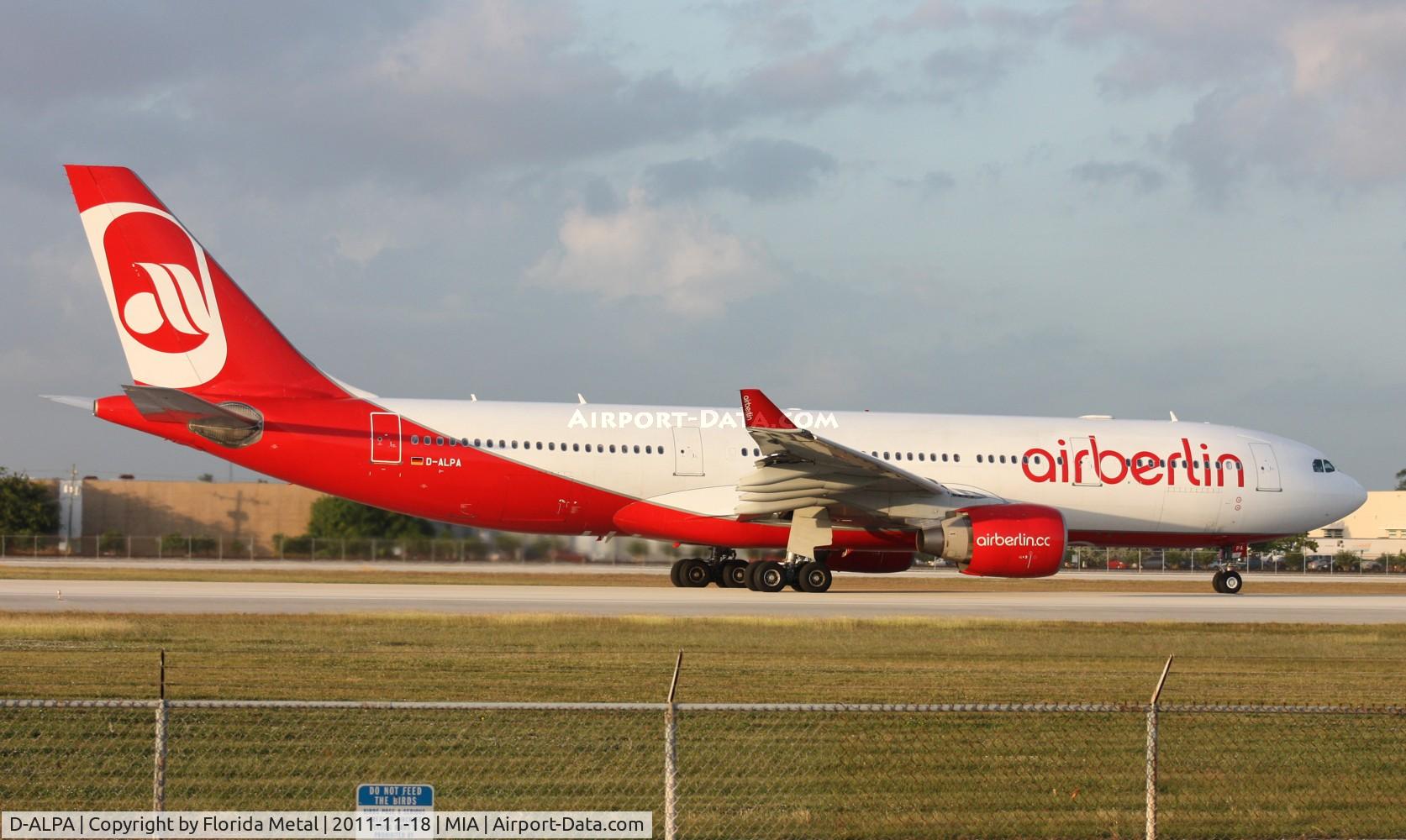 D-ALPA, 2001 Airbus A330-223 C/N 403, Air Berlin and Lufthansa were pretty much the only 2 non cargo planes departing on Runway 9, I think there was a couple Eagle Embraers too earlier in the day.
