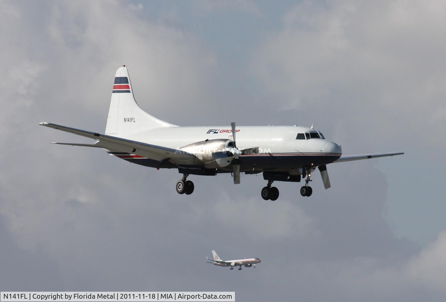 N141FL, 1953 Convair 580 C/N 111, IFL Group CV580 landing by El Dorado