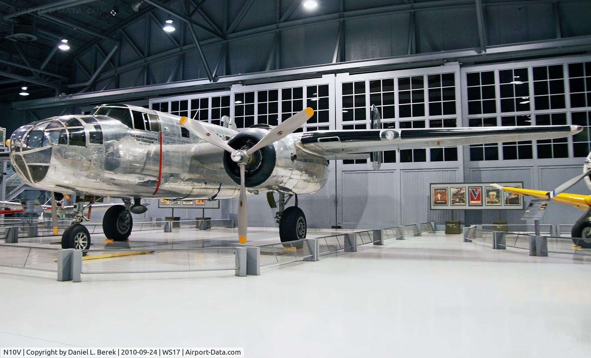 N10V, 1943 North American B-25H Mitchell C/N 98-21433, Built in 1943, this late-model Mitchell saw action in World War II.  It is on display in the EAA's new Eagle Hangar.
