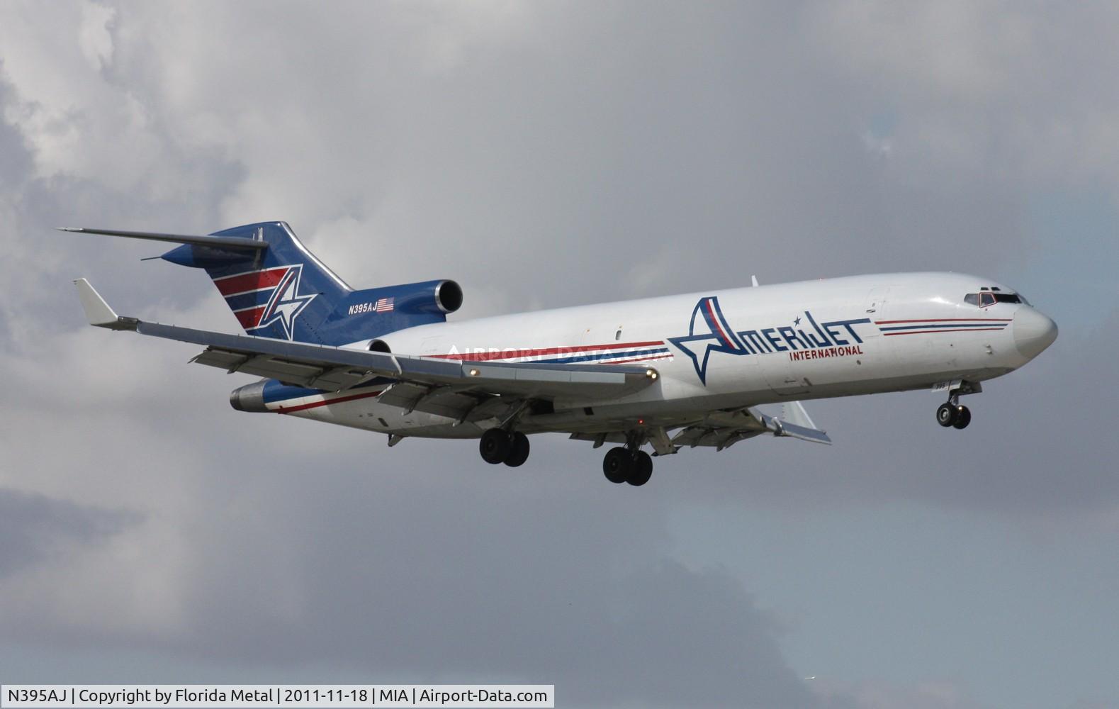 N395AJ, 1975 Boeing 727-233F C/N 21100, The only 727 I seen operate the 3 days I was at MIA.  There was a Fed Ex 727 parked on the north ramp, while I was there but that was it otherwise