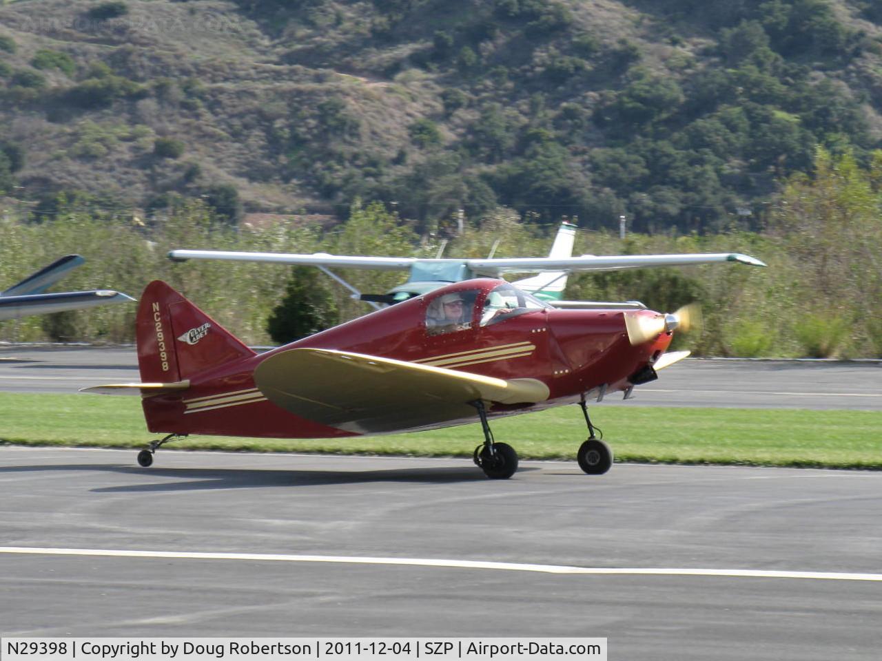 N29398, 1940 Culver LCA C/N 191, 1940 Culver LCA CADET, Continental C75 75 Hp, retractable gear, stunning restoration formerly based at SZP-now IZA based, landing roll Rwy 22