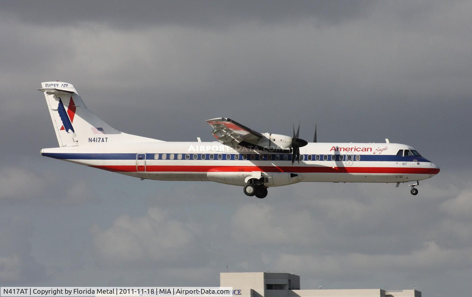 N417AT, 1994 ATR 72-212 C/N 417, You know you are hanging out at the airport too long when you have a picture of it departing earlier, more pictures of it landing earlier that day )(not posted) and then see it again landing later in the day.
