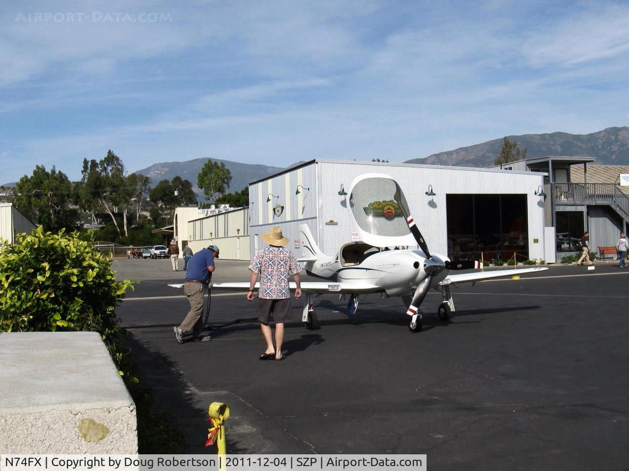 N74FX, 2007 Lancair Legacy C/N L2K-283, 2007 Larson LANCAIR LEGACY, Continental IO-550 310 Hp, Note: canopy up, refueling