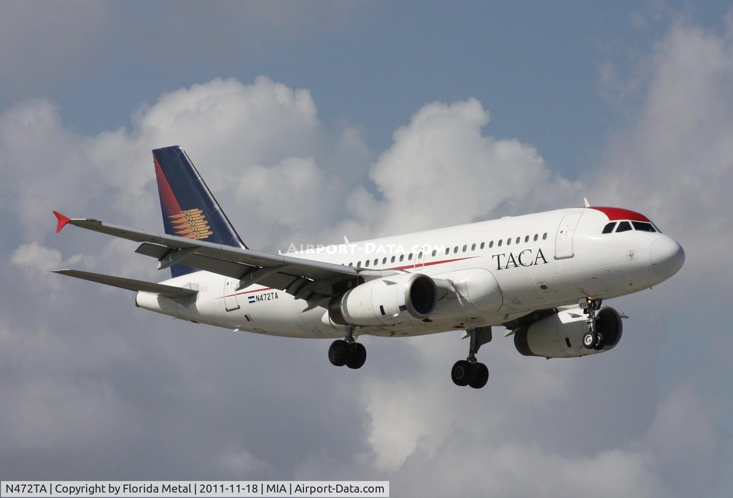 N472TA, 1999 Airbus A319-132 C/N 1113, Taca A319 landing by El Dorado