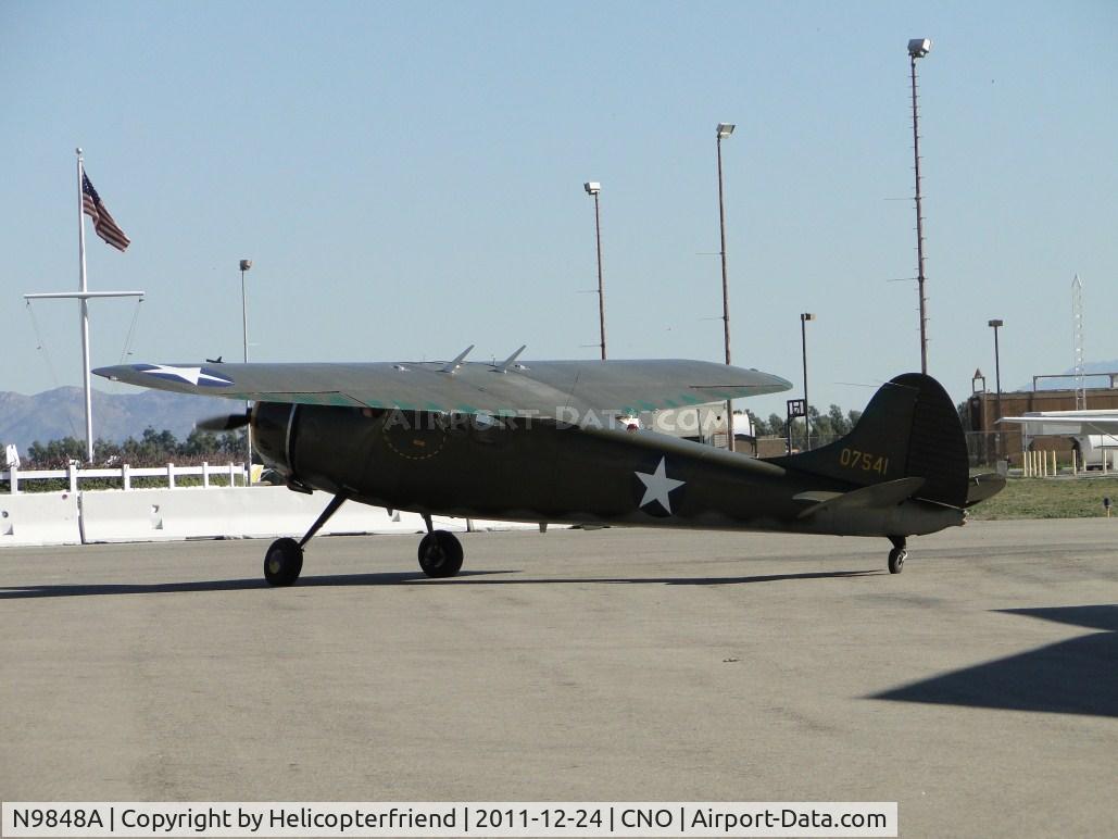 N9848A, 1950 Cessna 190 C/N 7541, Preflighting and waiting for a Yak-52 to join up