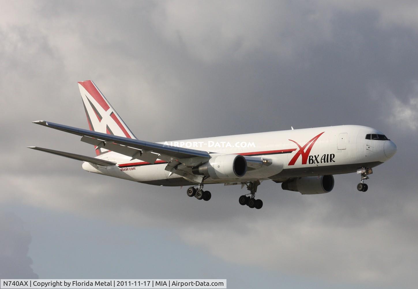 N740AX, 1983 Boeing 767-232 C/N 22213, ABX 767 returning later in the day on Runway 9