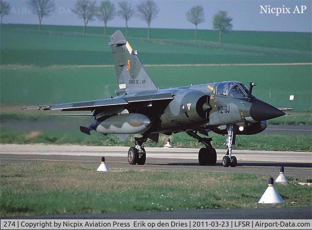 274, Dassault Mirage F.1CT C/N 274, 274 is a French AF Mirage F-1CT fighter and is seen here on the taxitrack of its' homebase, Reims-Chanpagne AB.