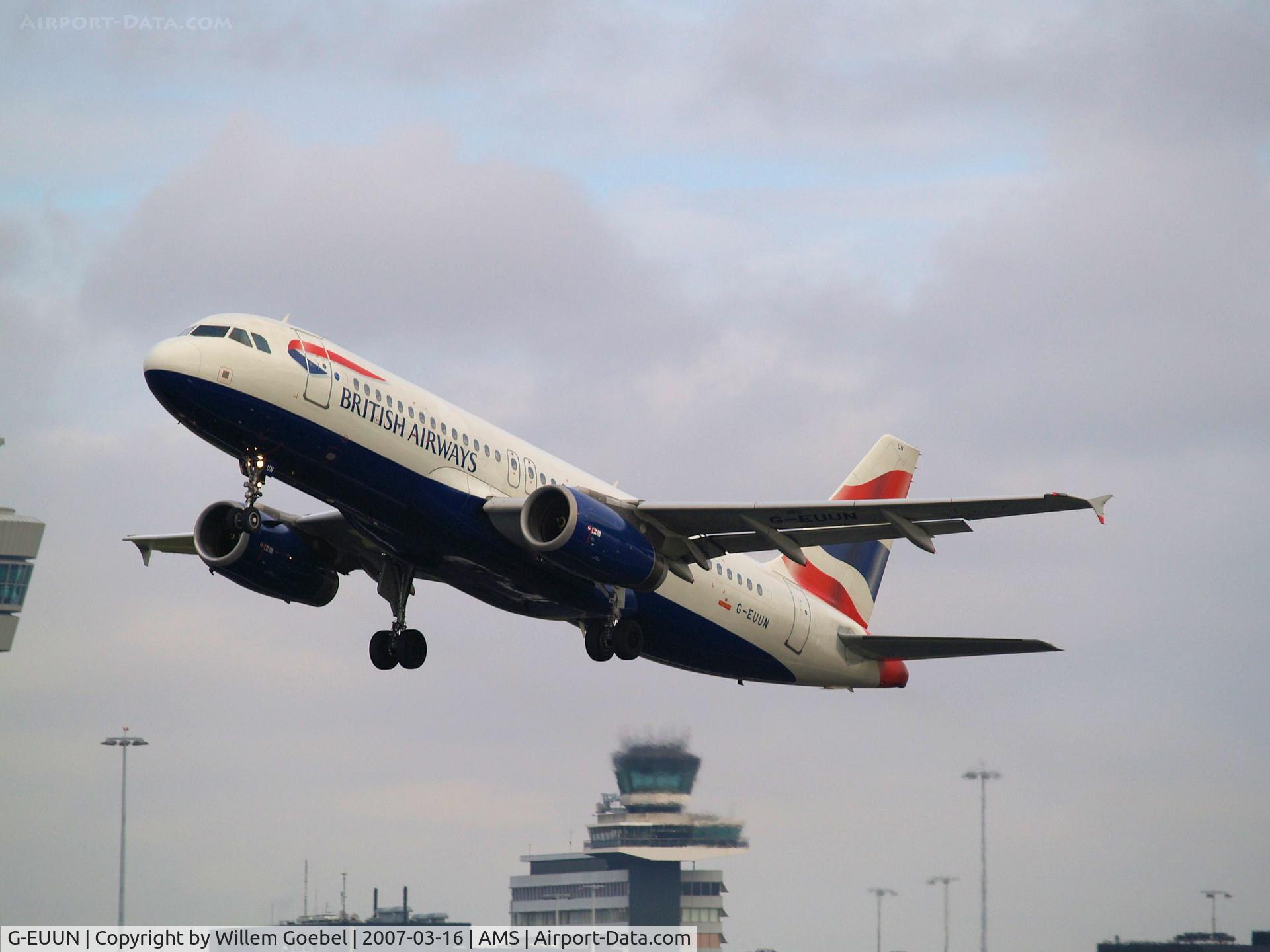 G-EUUN, 2003 Airbus A320-232 C/N 1910, Take off from Amsterdam Airport of runway 24