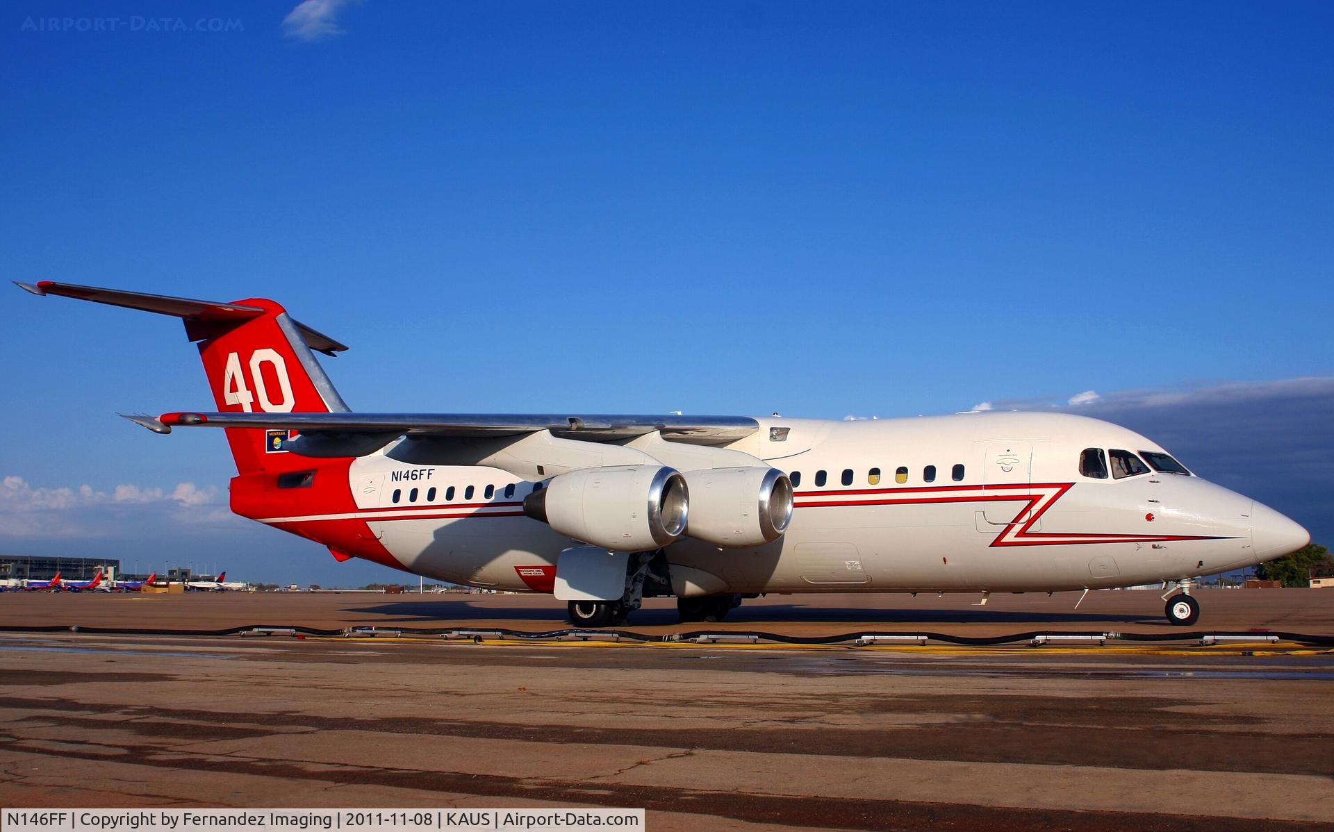 N146FF, 1986 British Aerospace BAe.146-200A C/N E2049, Currently the only BAe146 in active fire tanker service. Ex Air Wisconsin N608AW