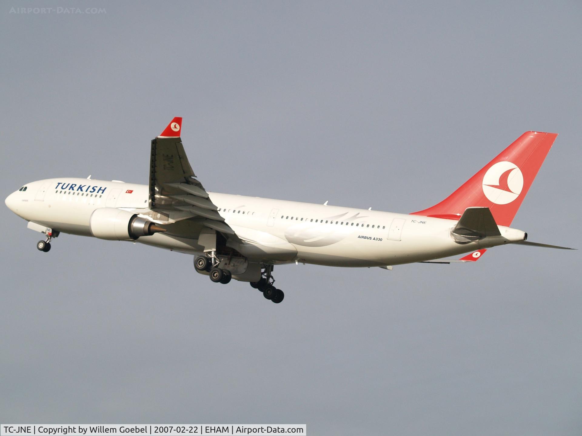 TC-JNE, 2006 Airbus A330-203 C/N 774, Take off from Amsterdam Airport of runway 24