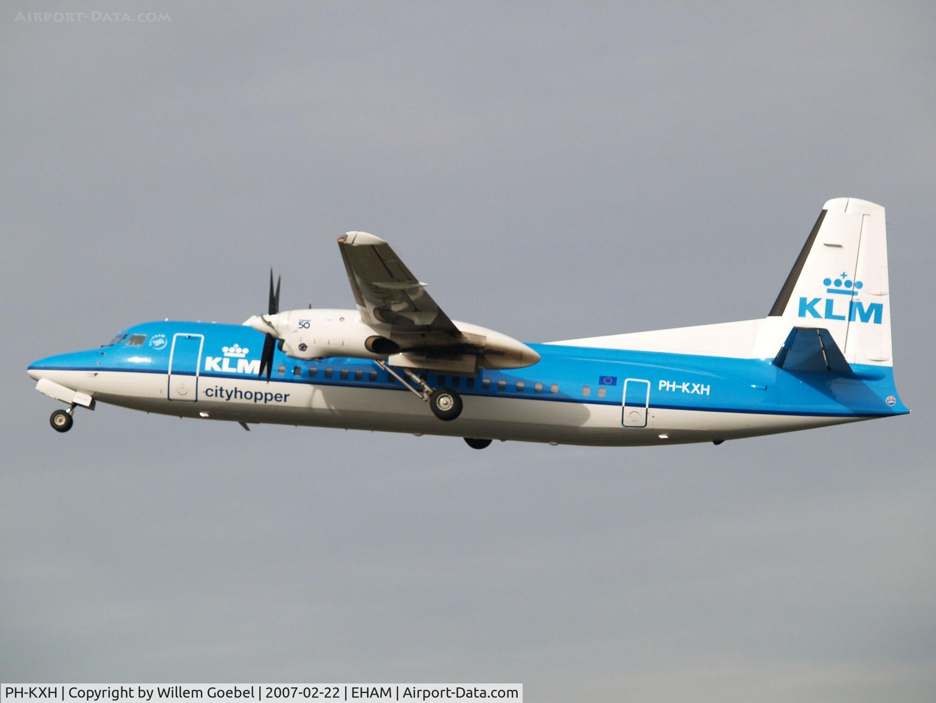 PH-KXH, 1992 Fokker 50 C/N 20249, Take off from Amsterdam Airport of runway 24