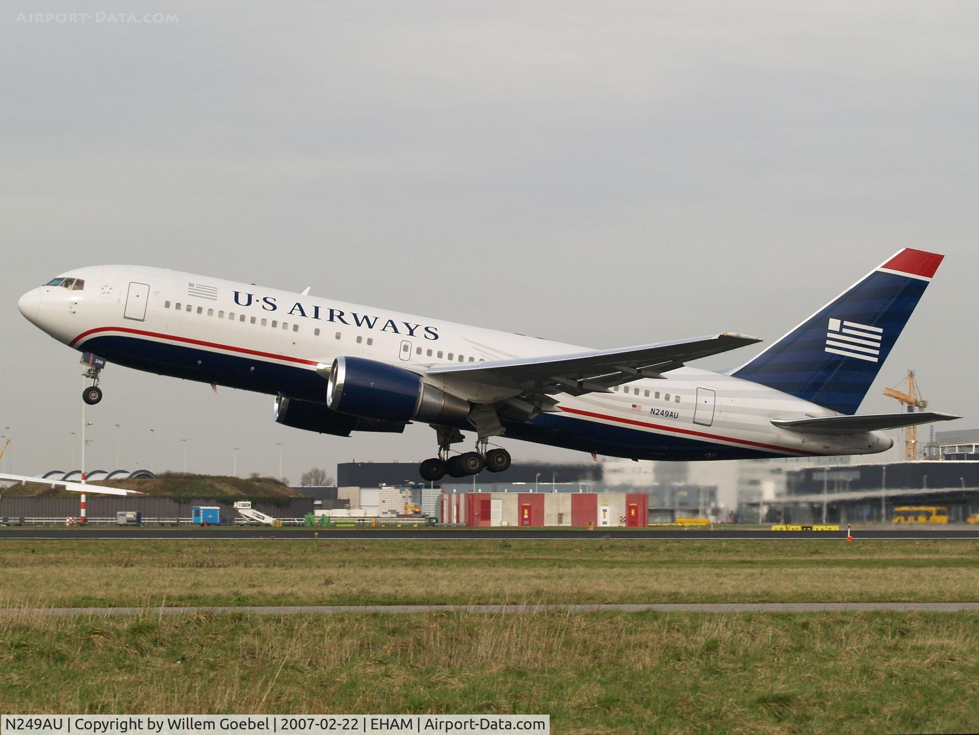 N249AU, 1987 Boeing 767-201 C/N 23901, Take off from Amsterdam Airport of runway 24