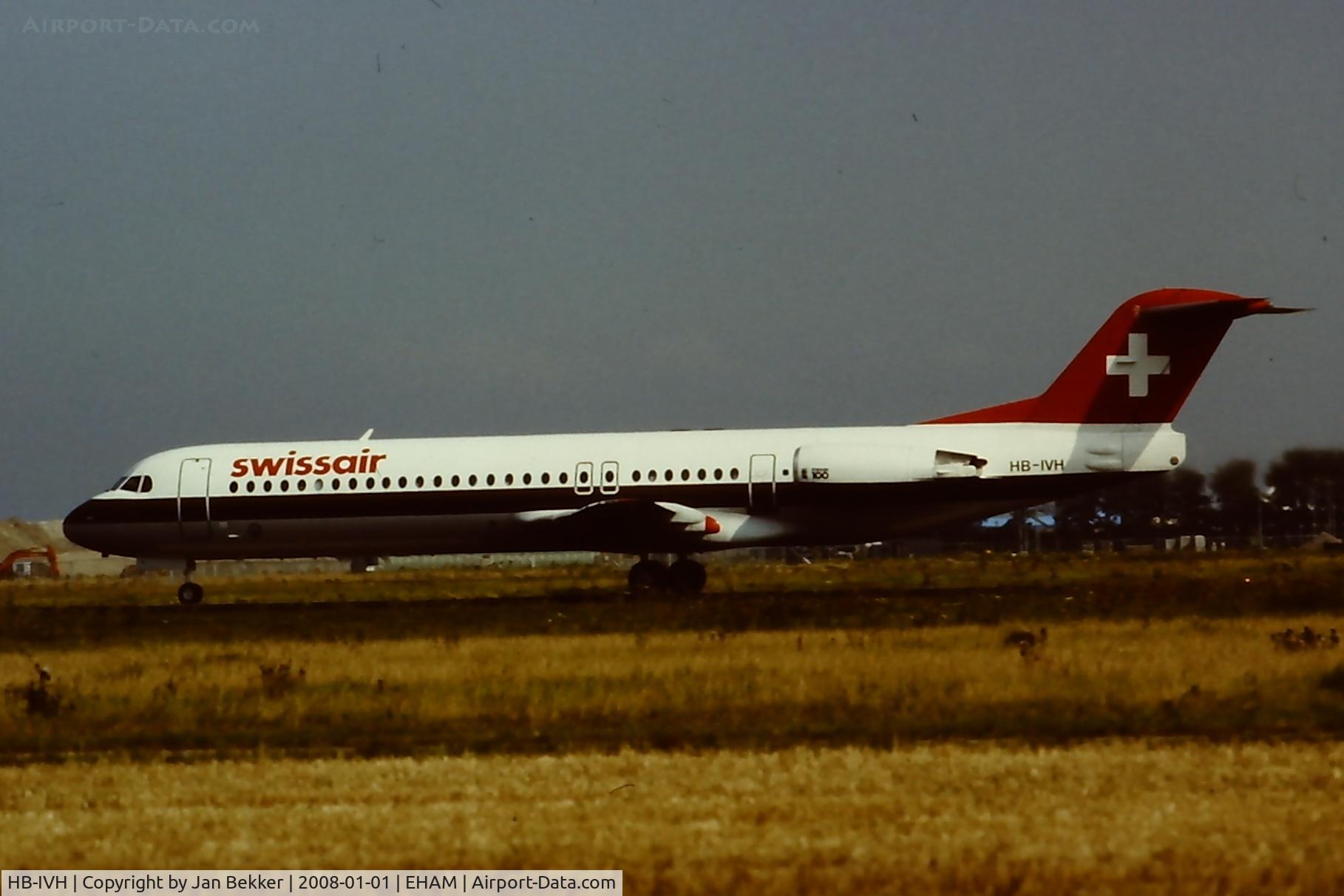 HB-IVH, 1988 Fokker 100 (F-28-0100) C/N 11256, Old slide scan .