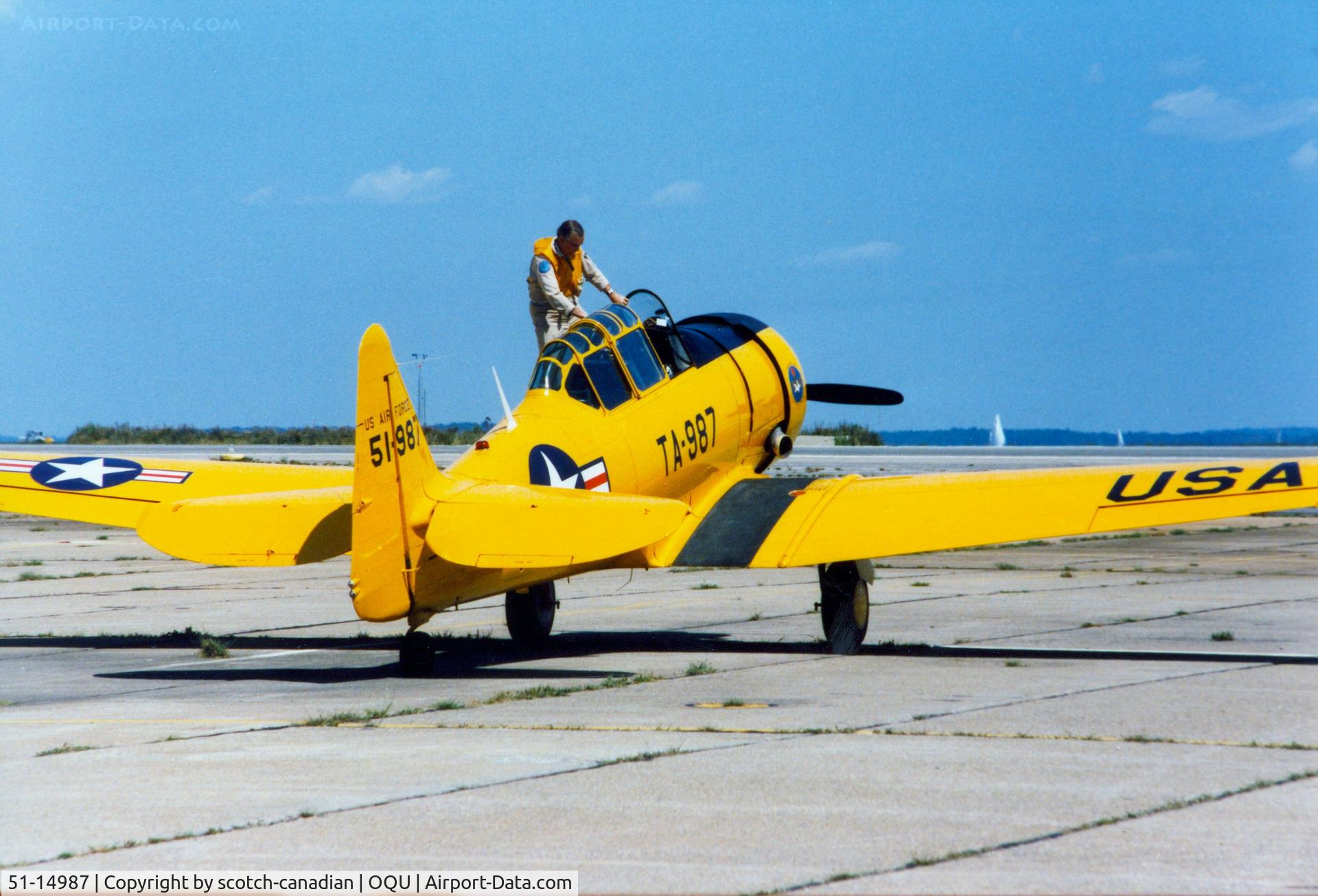 51-14987, North American AT-6 Texan C/N 182-674, North American AT-6 Texan 51-14987 at Quonset State Airport, North Kingstown, RI - circa 1980's
