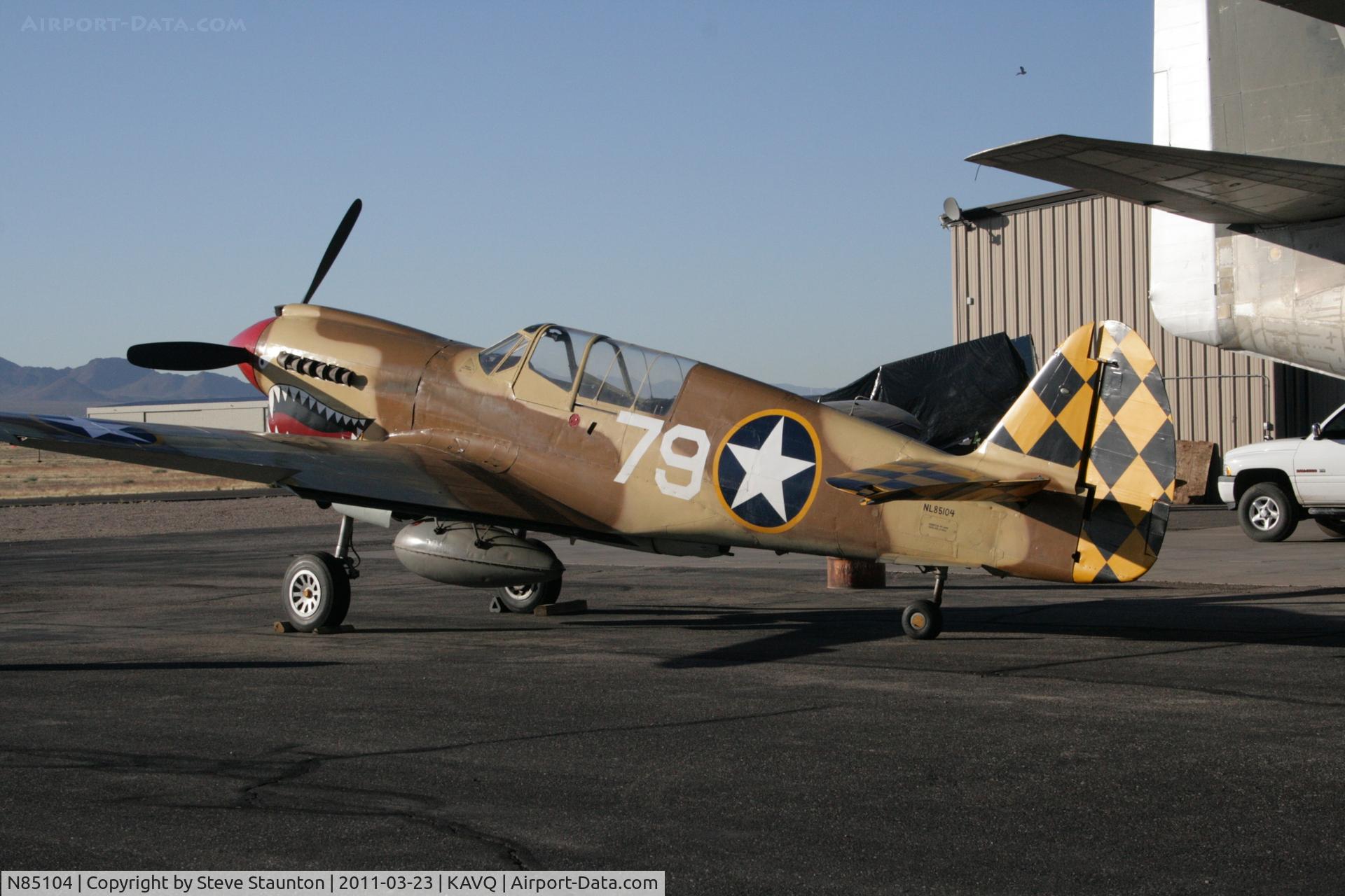 N85104, Curtiss P-40N-5CU Kittyhawk C/N 28954/F858, Taken at Avra Valley Airport, in March 2011 whilst on an Aeroprint Aviation tour