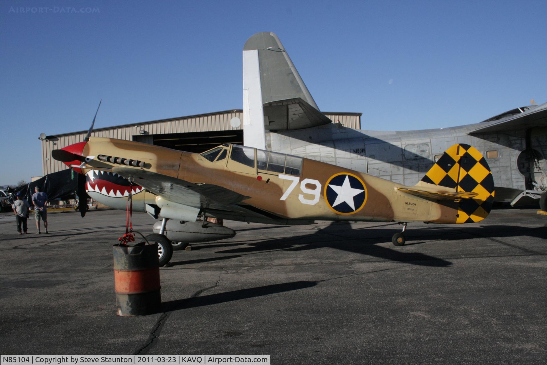 N85104, Curtiss P-40N-5CU Kittyhawk C/N 28954/F858, Taken at Avra Valley Airport, in March 2011 whilst on an Aeroprint Aviation tour