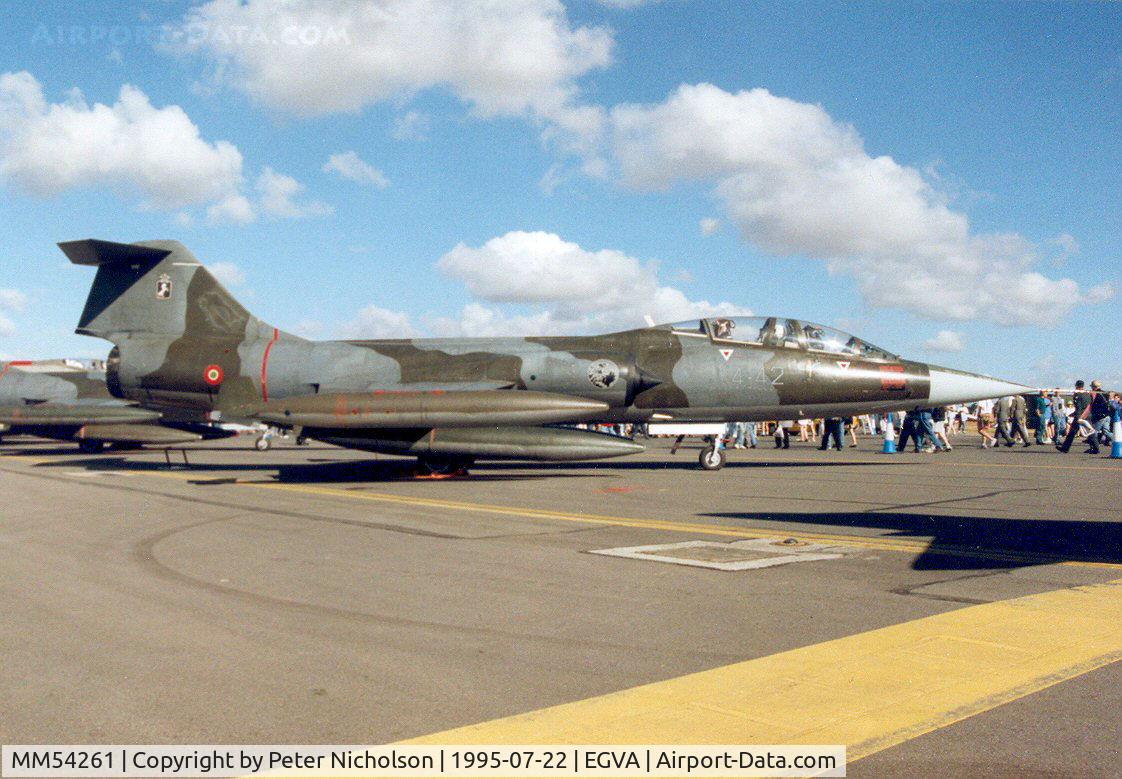 MM54261, Lockheed TF-104G Starfighter C/N 583H-5212, TF-104G Starfighter, callsign India 4260, of 4 Stormo Italian Air Force on display at the 1995 Intnl Air Tattoo at RAF Fairford.