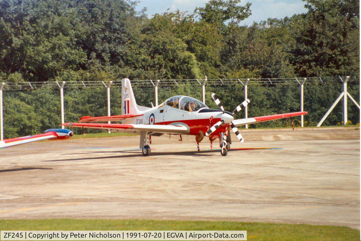 ZF245, 1990 Short S-312 Tucano T1 C/N S051/T46, Tucano T.1, callsign Wagon, of 7 Flying Training School on the flight-line at the 1991 Intnl Air Tattoo at RAF Fairford.