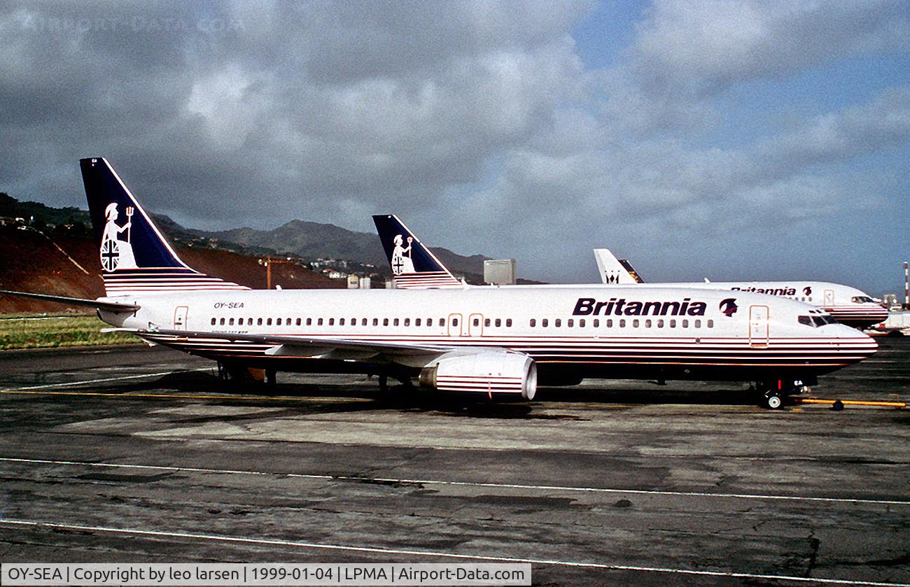 OY-SEA, 1998 Boeing 737-8Q8 C/N 28213, OY-SEA duing lease to Britania 
Funchal Portugal 4.1.99
