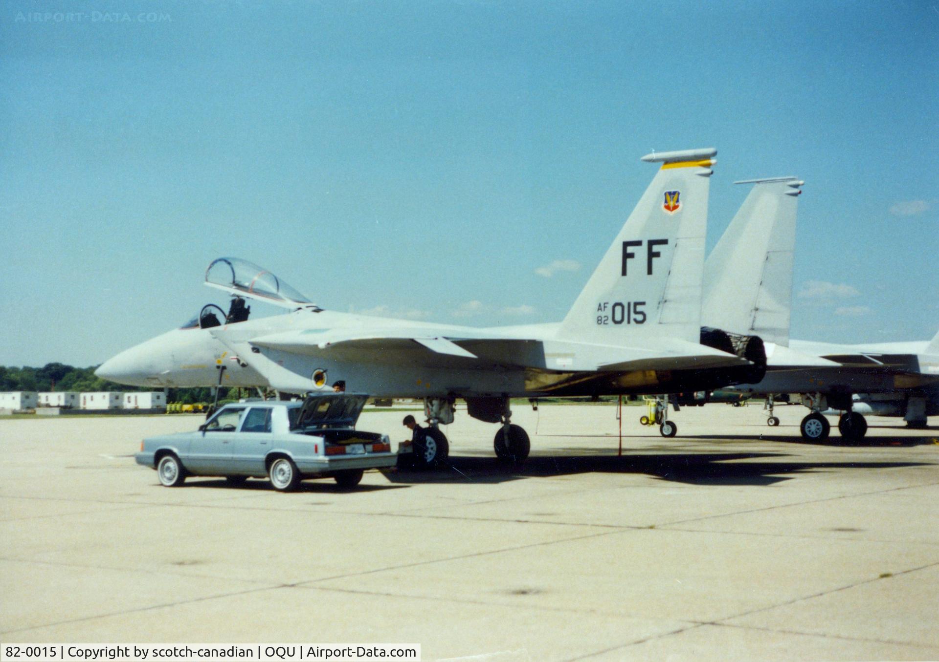 82-0015, 1982 McDonnell Douglas F-15C Eagle C/N 0828/C246, 1982 McDonnell Douglas F-15C S/N 82-0015 at Quonset State Airport, North Kingstown, RI - circa 1980's