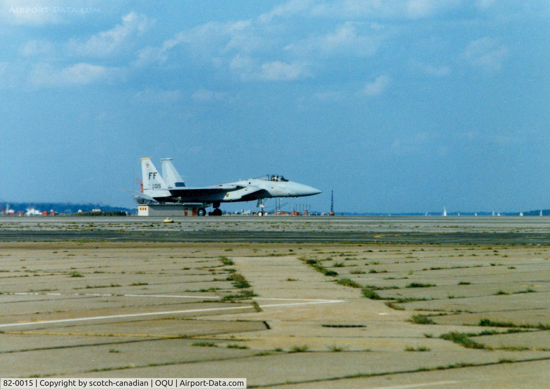 82-0015, 1982 McDonnell Douglas F-15C Eagle C/N 0828/C246, 1982 McDonnell Douglas F-15C S/N 82-0015 at Quonset State Airport, North Kingstown, RI - circa 1980's