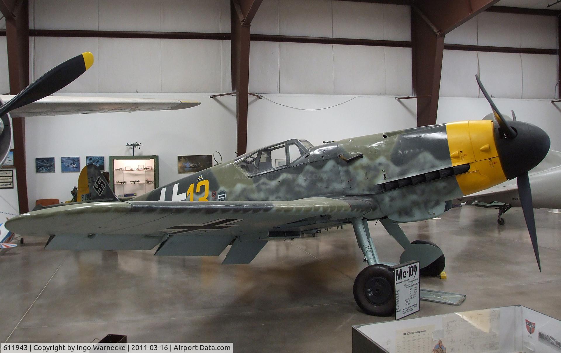 611943, Messerschmitt Bf-109G-10 C/N Not found 611943, Messerschmitt Bf 109G-10 at the Planes of Fame Air Museum, Valle AZ