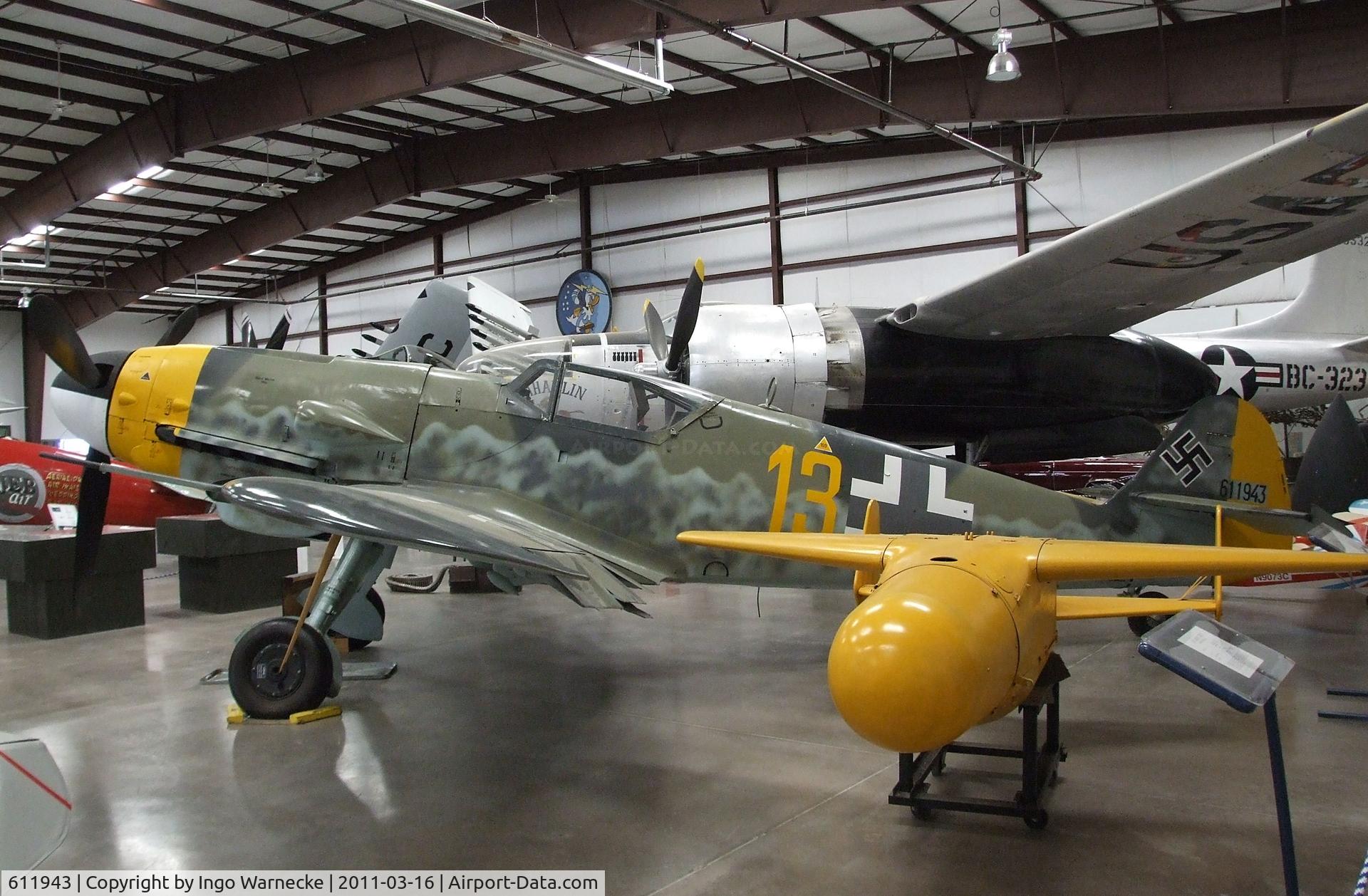 611943, Messerschmitt Bf-109G-10 C/N Not found 611943, Messerschmitt Bf 109G-10 at the Planes of Fame Air Museum, Valle AZ