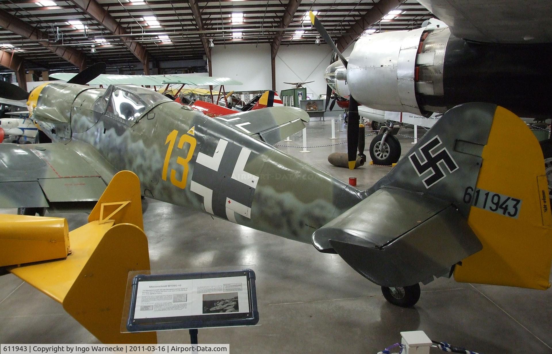 611943, Messerschmitt Bf-109G-10 C/N Not found 611943, Messerschmitt Bf 109G-10 at the Planes of Fame Air Museum, Valle AZ