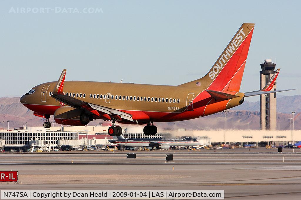 N747SA, 1999 Boeing 737-7H4 C/N 29799, Southwest Airlines N747SA (FLT SWA2118) from Sacramento Intl (KSMF) landing RWY 1L.