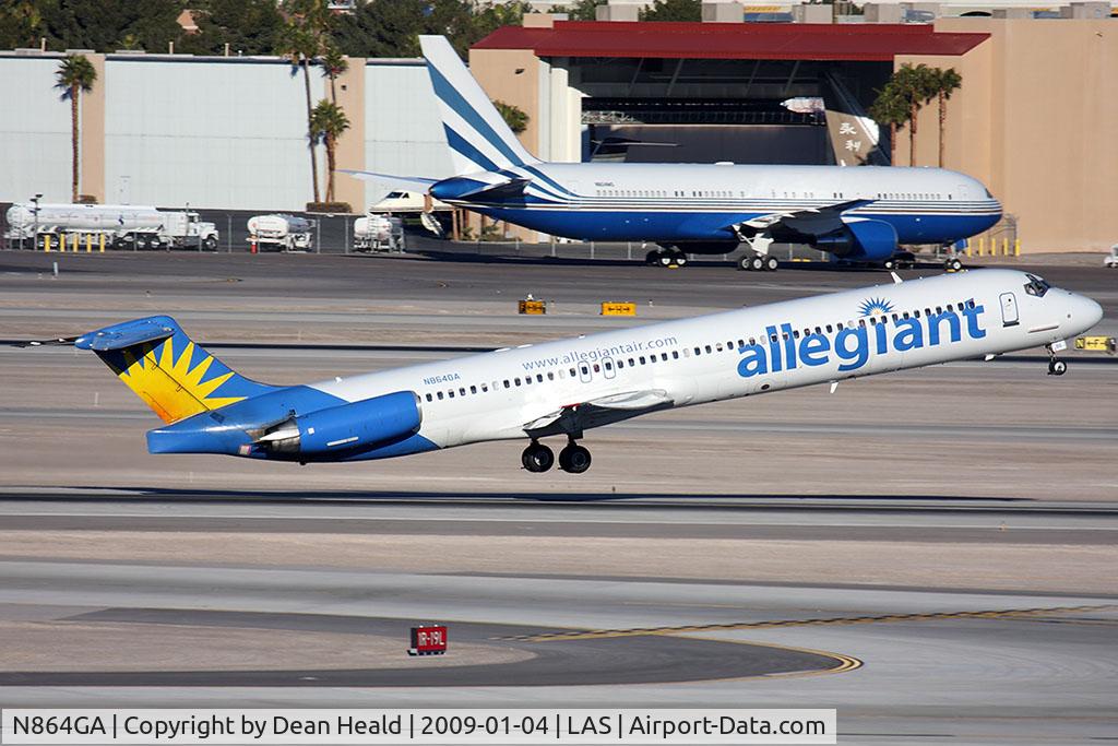 N864GA, 1989 McDonnell Douglas MD-83 (DC-9-83) C/N 49912, Allegiant Air N864GA (FLT AAY442) departing RWY 1R en route to Des Moines Int'l (KDSM).